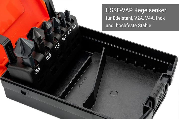 BAER HSSE-VAP 90° Kegelsenker-Satz 6,3-20,5 mm - für Edelstahl - Senker Set - Senkbohrer - Ansenker
