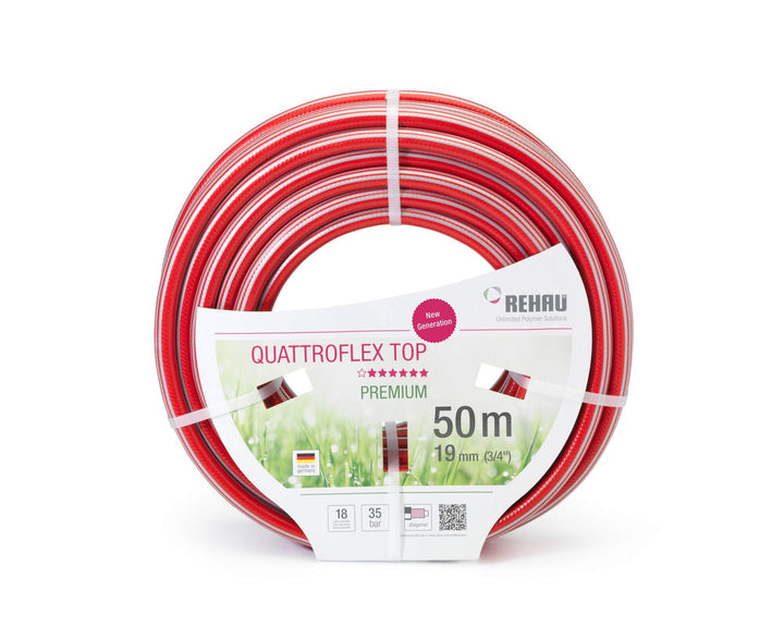 REHAU Premium-Gartenschlauch QUATTROFLEX TOP 3/4 Zoll 50m: sehr flexibel, kein verdrehen, extrem dru