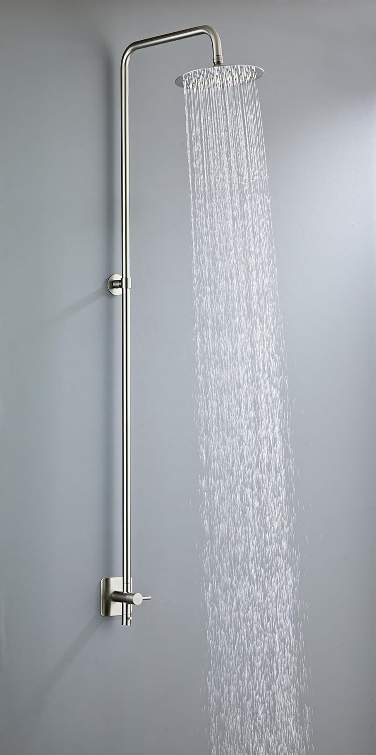 Gartendusche aus Edelstahl | Aussendusche mit Regendusche | Handbrause mit Anti-Kalk-Funktion | Kalt