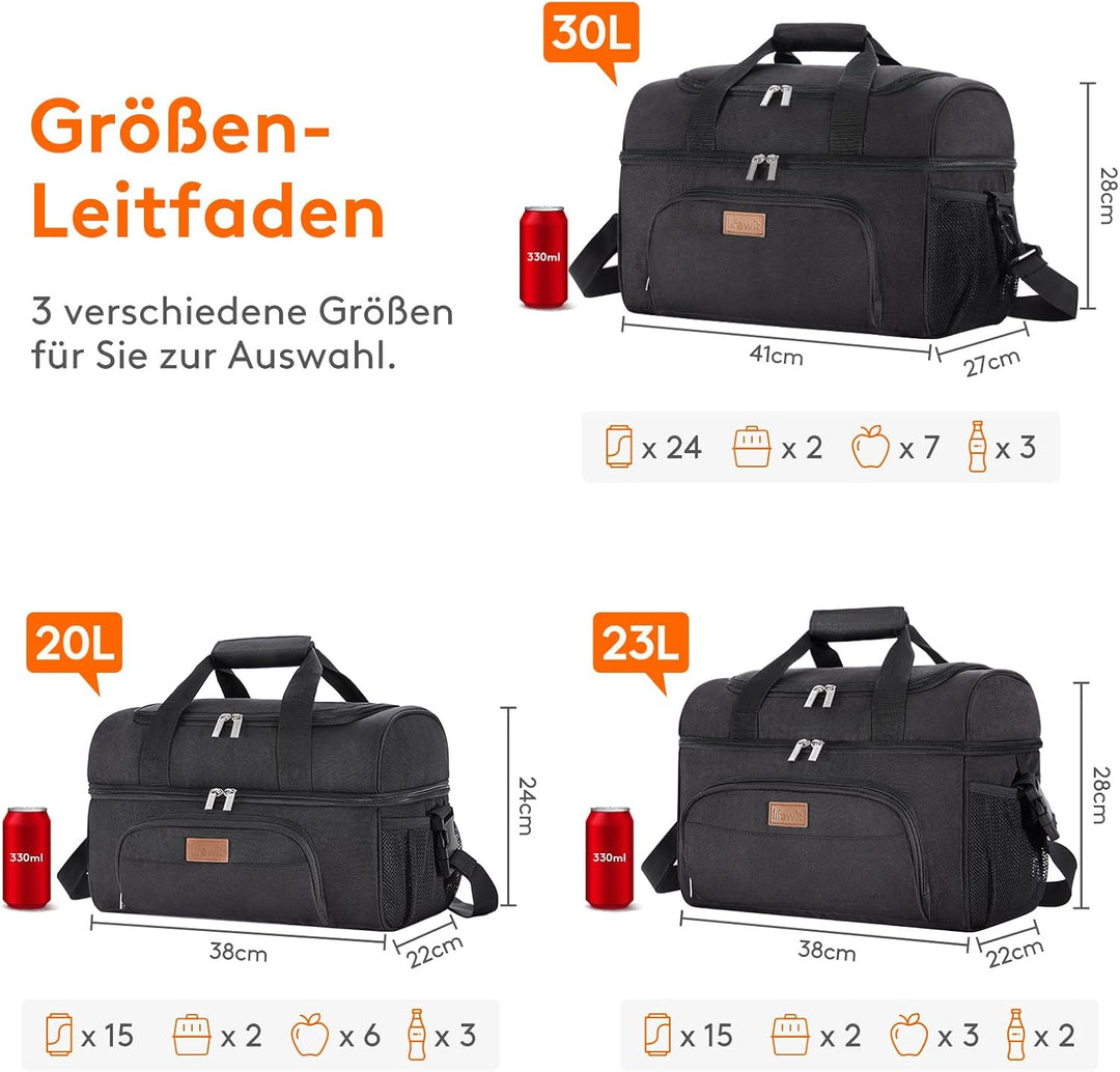 Lifewit Kühltasche Gross Einkaufstasche Faltbar Cooler Bag Sportliche Kühlbox Isoliertasche Double D