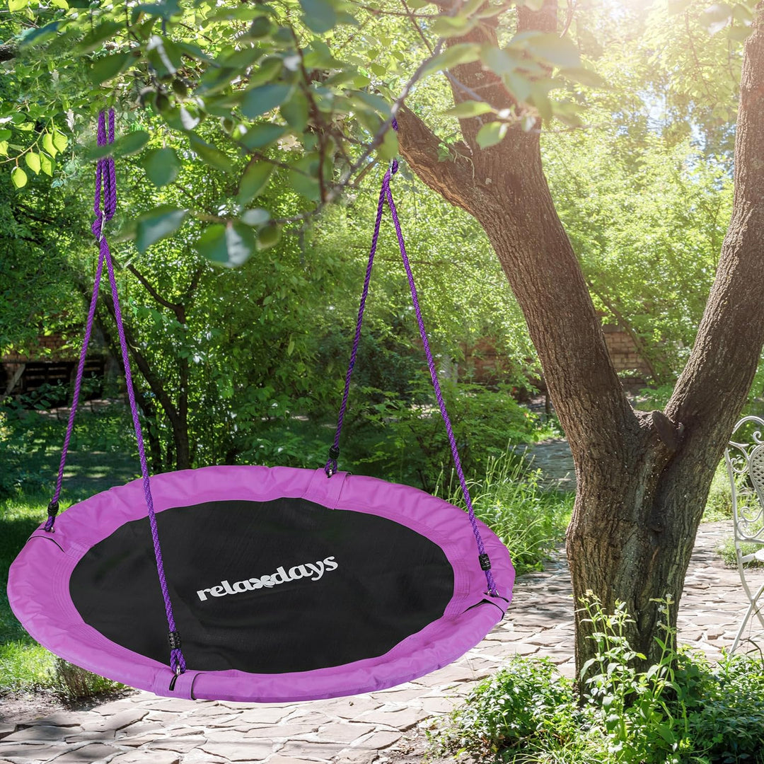 Relaxdays Unisex – Erwachsene, lila Nestschaukel, Outdoor Schaukel für Kinder & Erwachsene, Ø 110 cm