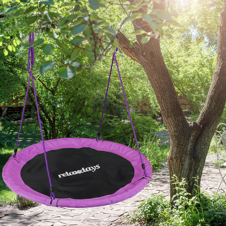 Relaxdays Unisex – Erwachsene, lila Nestschaukel, Outdoor Schaukel für Kinder & Erwachsene, Ø 110 cm
