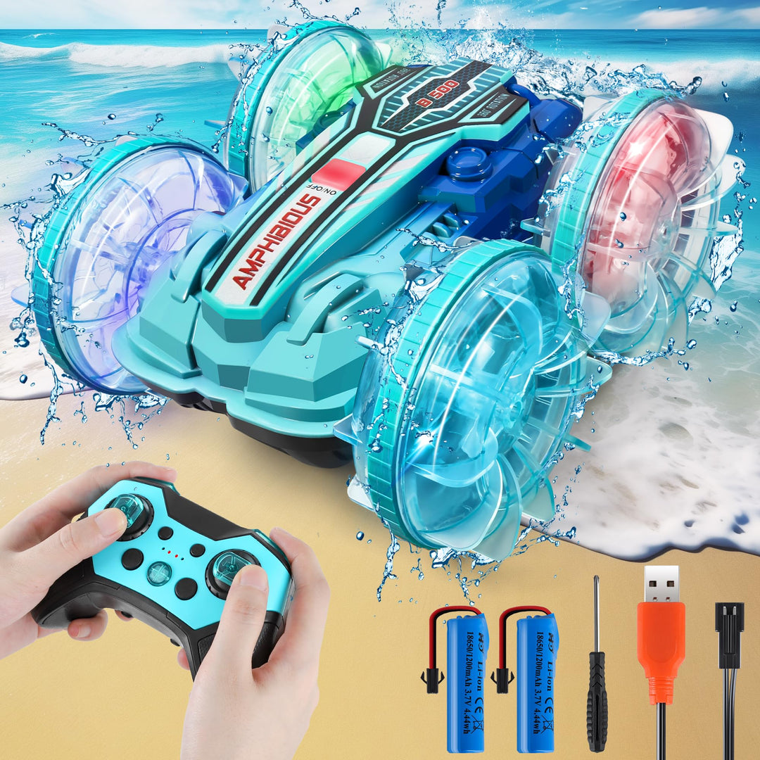 GLEEHAPY Amphibienfahrzeug Ferngesteuertes Auto ab 4 5 6 7 8 9 Jahre, Geschenk Junge RC Auto Fernges
