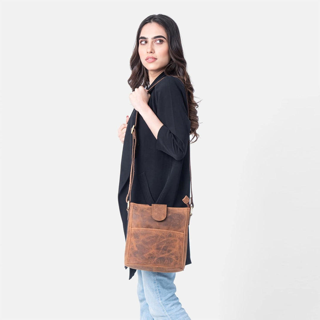 LEABAGS Leder Handtasche Damen I Premium Echtleder Umhängetasche I Damen Schultertasche I Damentasch
