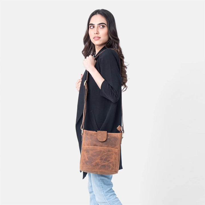 LEABAGS Leder Handtasche Damen I Premium Echtleder Umhängetasche I Damen Schultertasche I Damentasch