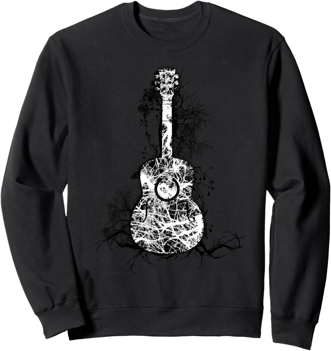 Verwurzelte Gitarre Gemustertes Artwork Musiker Sweatshirt