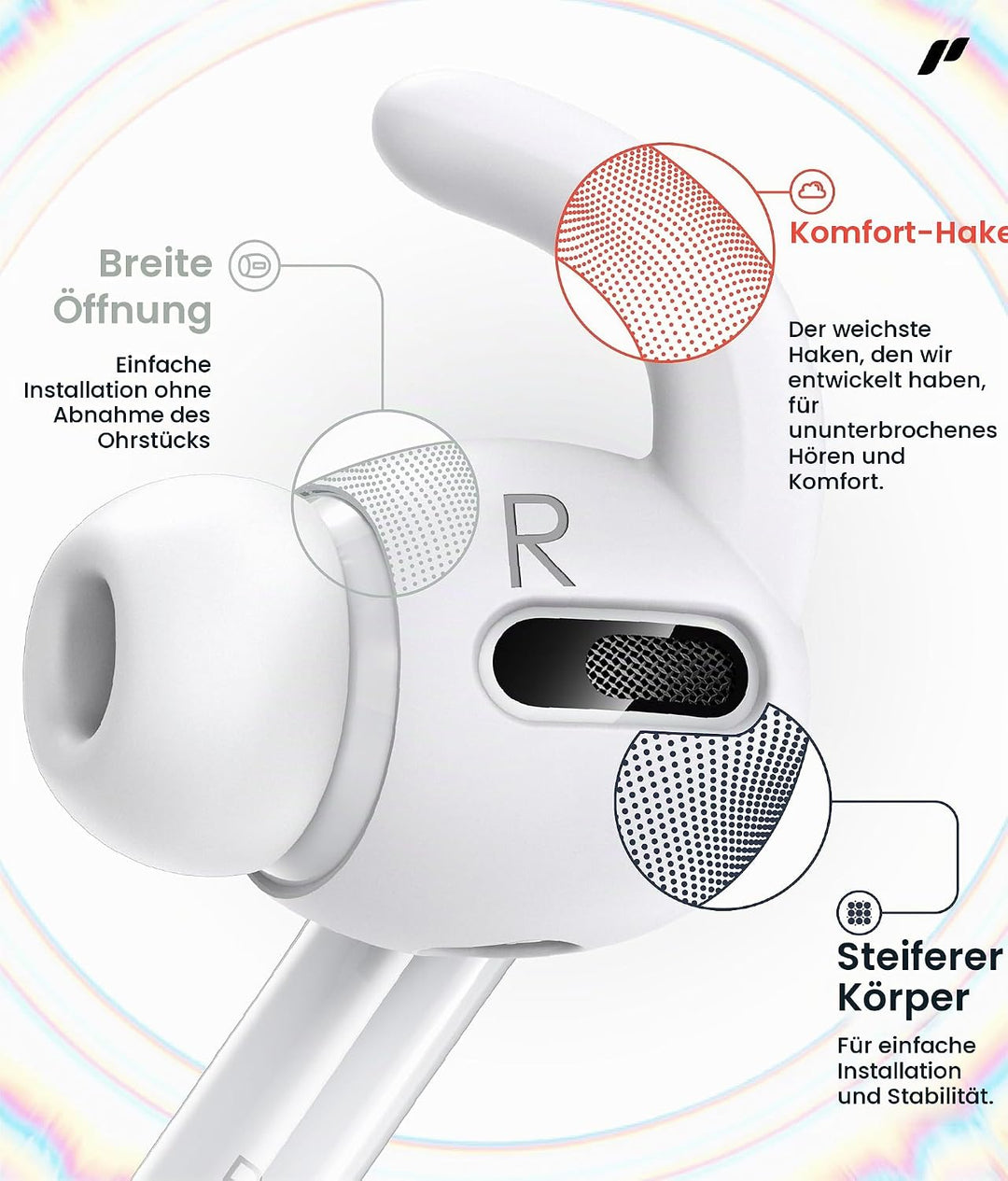 Proof Labs S5, 3 Paar Ohrhaken, Anti-Rutsch Ohrbügel, kompatibel mit Apple AirPods Pro 1. Generation