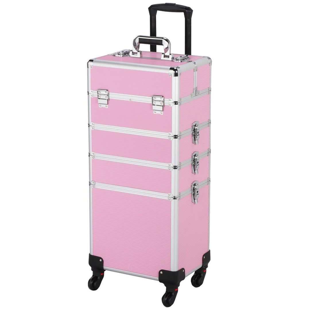 Yaheetech Friseurkoffer Trolley Alu Kosmetikkoffer 4 in 1 Schminkkoffer mit 4 Rollen Make-up Friseur