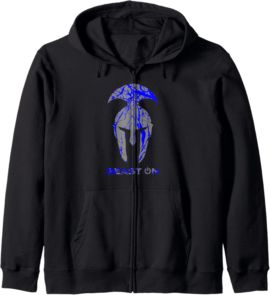 Spartaner Helm | Blauer Gladiator Helm Beast ON Gym Fitness Kapuzenjacke