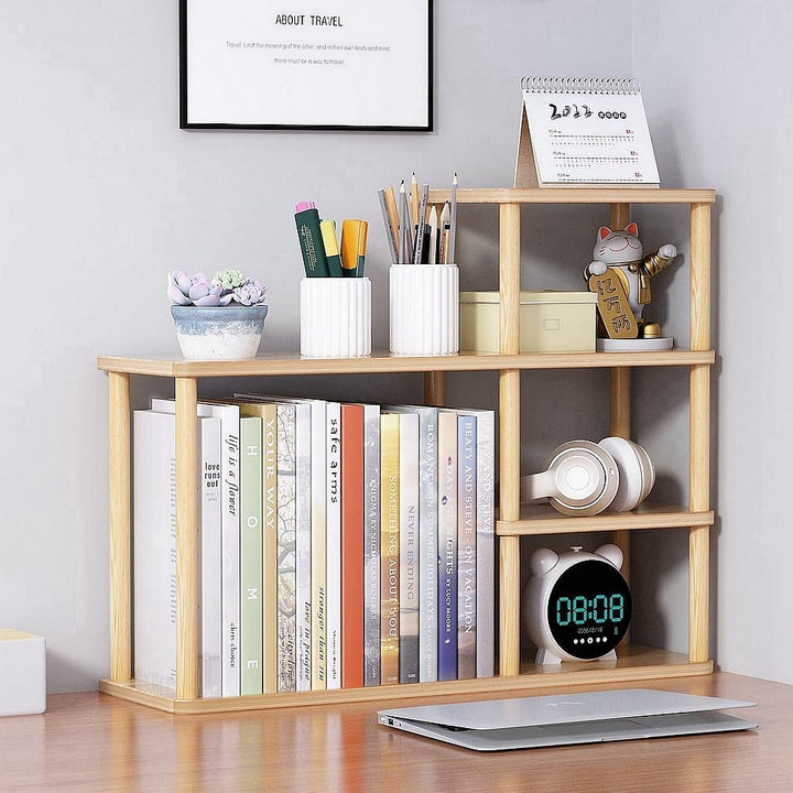 Desktop-mehrschichtiges Bücherregal-Speicherregal, grosse Kapazität Massivholz-Speicherwand auf dem