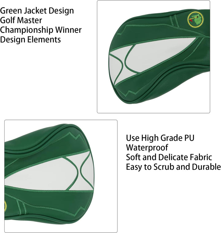 Golf Green Leather Driver/Fairway Wood/Hybrid Headcover #1#3#5#UT Golfschlägerhauben, 1#