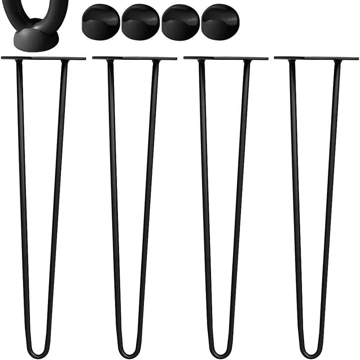 Melko 4 Stück Hairpin Legs Haarnadel Tischbeine aus 12mm Stahl Tischfuss inkl. Bodenschoner | Höhe 7