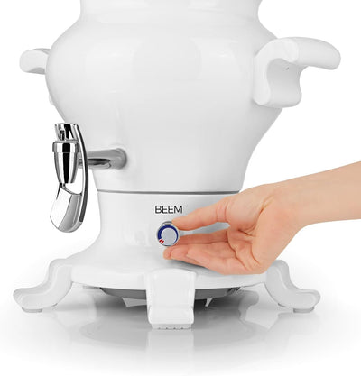 BEEM ODETTE BLANC+ Samowar - 5 l | Porzellan | Türkischer Teekocher elektrisch | 1800 W| 1,3 l Edels