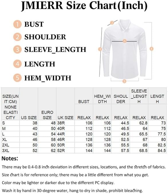 JMIERR Leinenhemd Herren Langarm Hemden Button Down Shirts Casual Freizeithemd Regular Fit Baumwolle