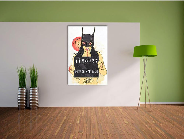 Pixxprint Munster White Bild auf Leinwand, XXL riesige Bilder fertig gerahmt mit Keilrahmen, Kunstdr