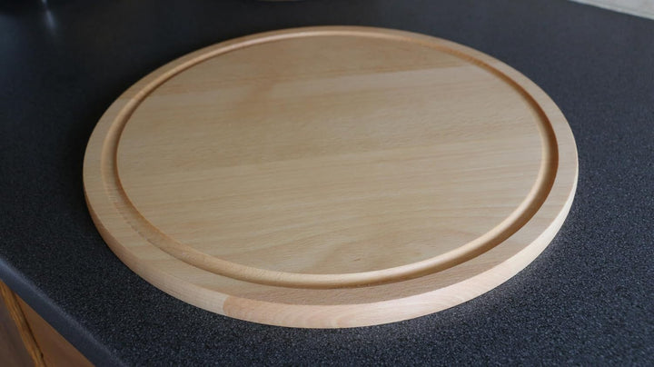 EFO Holzbrett rund ⌀35cm | Schneidebrett Holz aus Naturholz für schonendes, messerschonendes Schneid