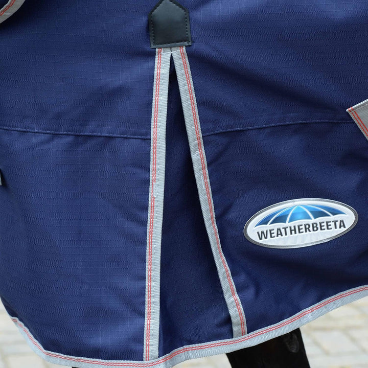 Weatherbeeta Comfitec Essential Combo Schwere Pferdedecke mit langem Hals, Navy/Silver/Red Dunkelbla