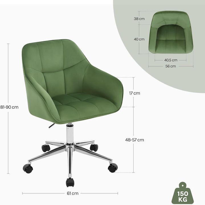WOLTU Homeoffice Stuhl, Schreibtischstuhl, Drehstuhl, Schminkstuhl, höhenverstellbar, bis 150 kg bel