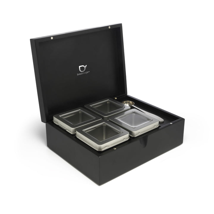 Bredemeijer grosses schwarzes edles Teebox Set 6-teilig inkl. Teemasslöffel