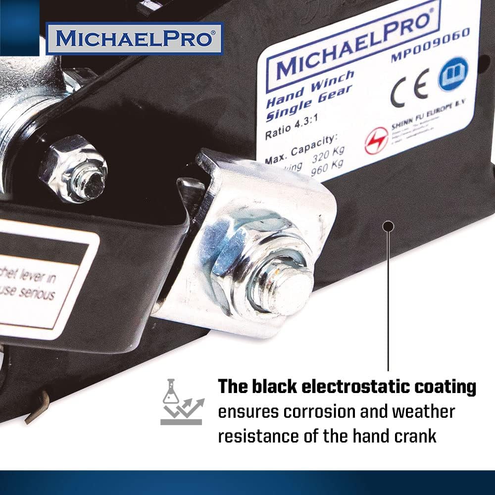 MichaelPro MP009060 Handwinch Single Gear, 960 Kg