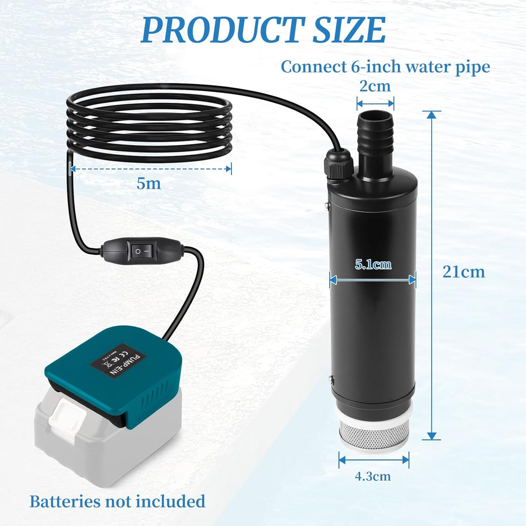 CPROSP Sumpfpumpe Kompatibel mit Makita 18V Batterie (Keine Batterie), Wasserpumpe 30L/min, Transfer