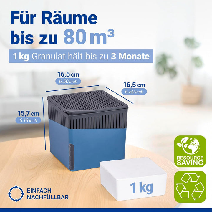 WENKO Raumentfeuchter Mod. Cube, Luftentfeuchter reduziert Schimmel & Gerüche, Auffangschale mit 1 k