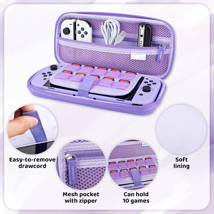 RHOTALL Sakura Embossing Cute Carrying Case Set für Nintendo Switch OLED, Zubehörpaket für Switch OL