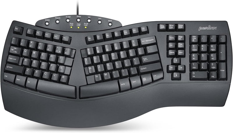 Perixx PERIBOARD 512 Ergonomische Tastatur USB QWERTY US English Layout, Schwarz Kabelgebunden, Kabe