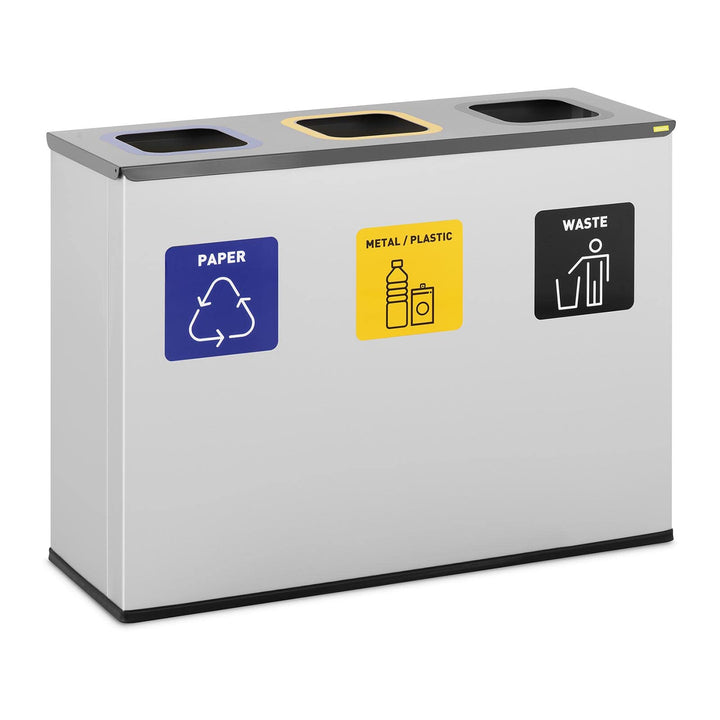 ULX-GB11V2 Abfalleimer Mülltrennung 3 Fächer 3 x 60 l beschichteter Stahl Mülltrennsystem Mülleimer