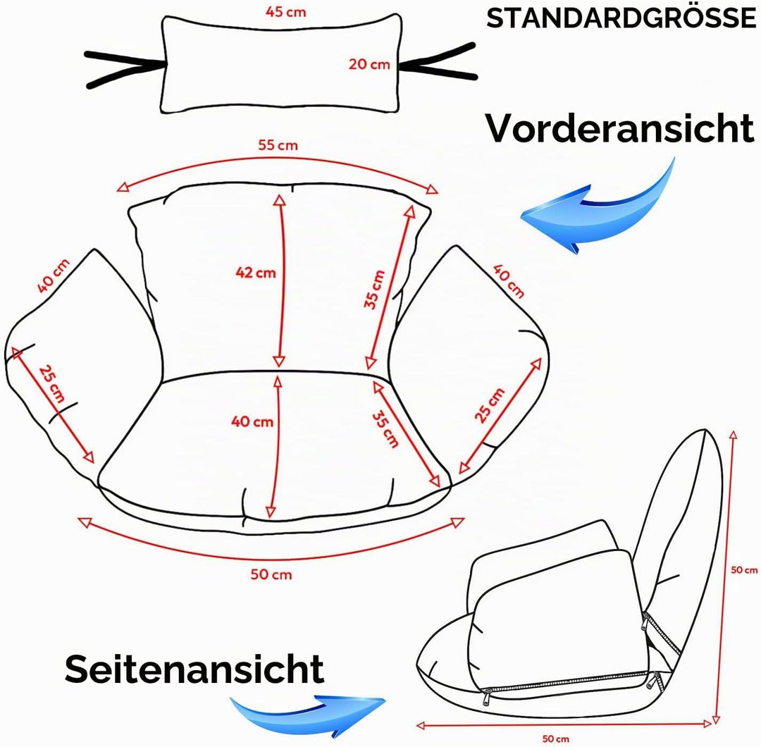 Ferocity Hängesessel Kissen, Polster, Auflage für Polyrattan/Rattan Hängeschaukel, Hängekorb, Schauk