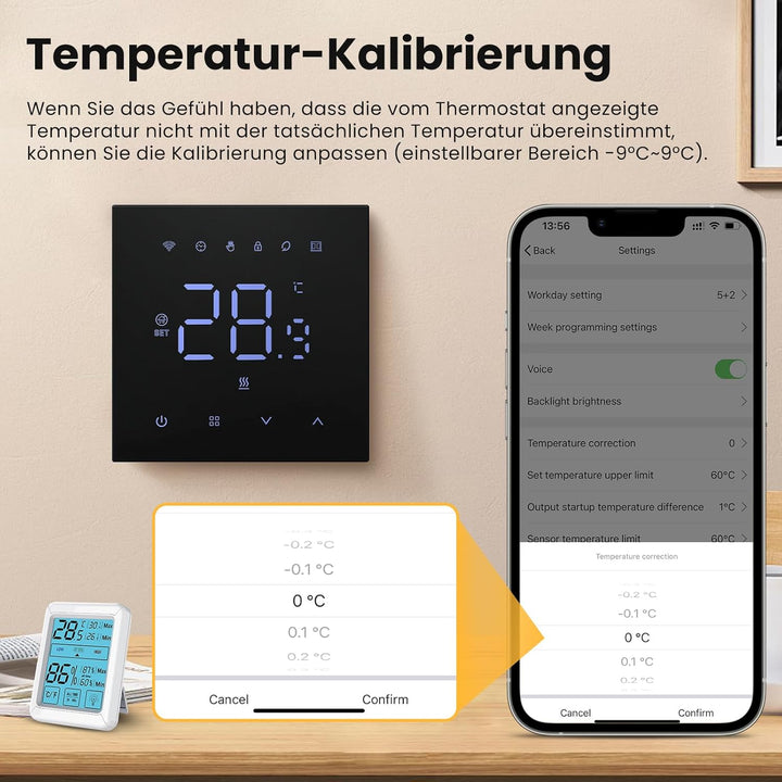 MIUCDA Thermostat Fussbodenheizung Elektrisch WiFi, Smart Elektrische Heizungsthermostat, Digital Ra