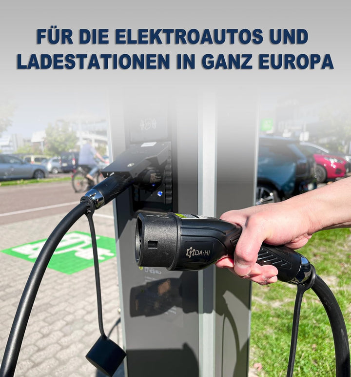 EV Ladekabel Typ 2 für Elektroauto und PHEV 22KW 32A 3-phasig 5m, in chic-schwarz, IP54 Wind-, Regen