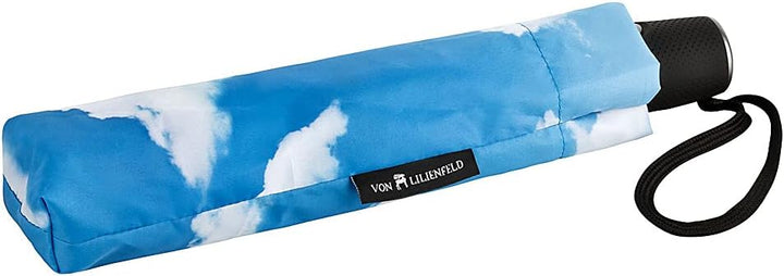 VON LILIENFELD Regenschirm Taschenschirm Wolken Bayrischer Himmel Windfest Auf-Zu-Automatik Stabil L