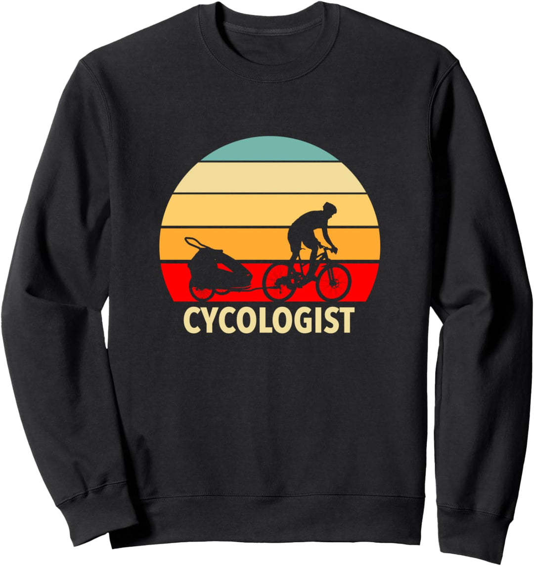 Mountainbike Fahrer mit Kinder-Fahrradanhänger Sweatshirt