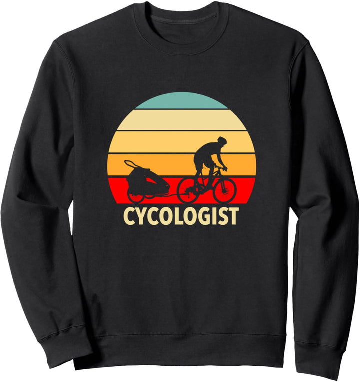 Mountainbike Fahrer mit Kinder-Fahrradanhänger Sweatshirt