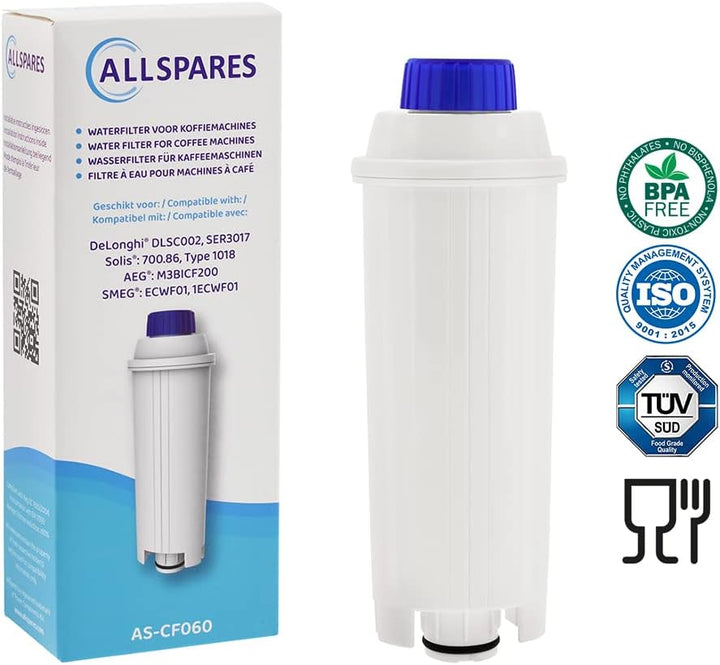 AllSpares Wasserfilter (4 St.) geeignet für Delonghi DLSC002, 5513292811, SER3017, ECAM, ETAM, BCO,
