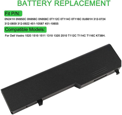 XITAIAN 11.1V 5200mAh K738H Ersatz Laptop Akku für Dell 451-10655 N950C T112C T114C T116C U661H Für