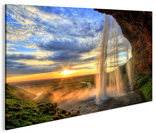 islandburner Bild Bilder auf Leinwand Wasserfall V4 1p XXL Poster Leinwandbild Wandbild Dekoartikel