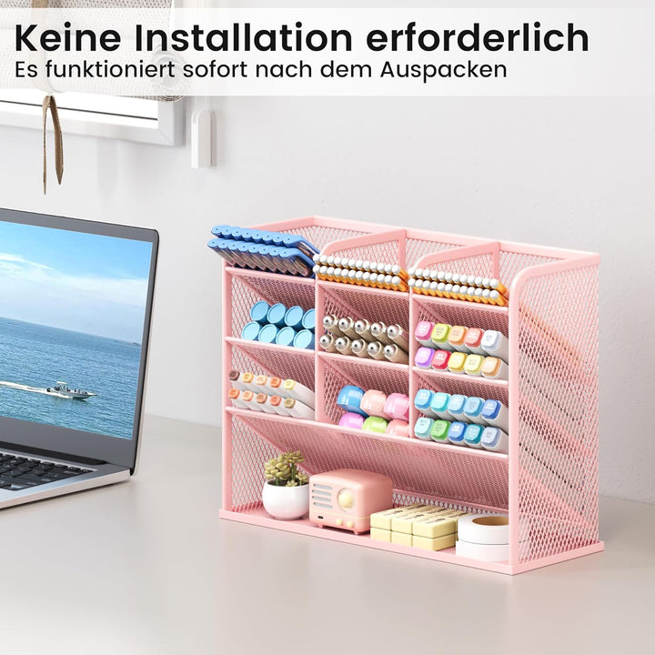 VITVITI Schreibtisch Organizer, 9 Fächer Stiftehalter, Netz Stifte Regal aus Metall, Stiftehalter Sc