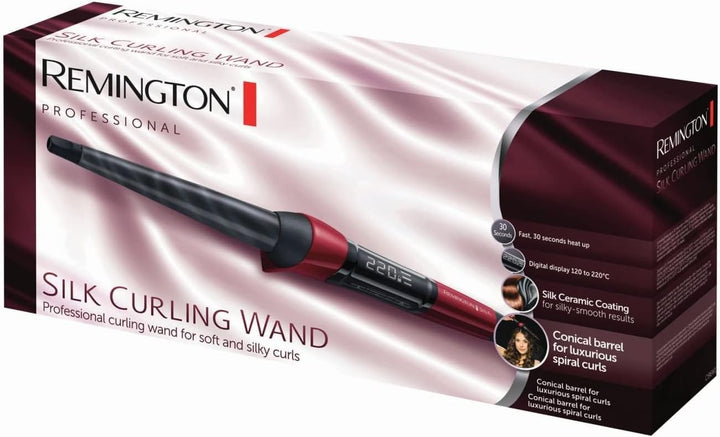 Remington Lockenstab [kegelförmig 13-25mm] Silk Digital (hochwertige Keramikbeschichtung mit Seidenp