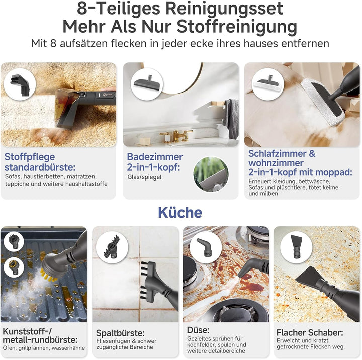 SIMPLUS Polsterreiniger mit Heisswasser-Funktion, 22.000 Pa Waschsauger für Sofa, Teppich, Auto und