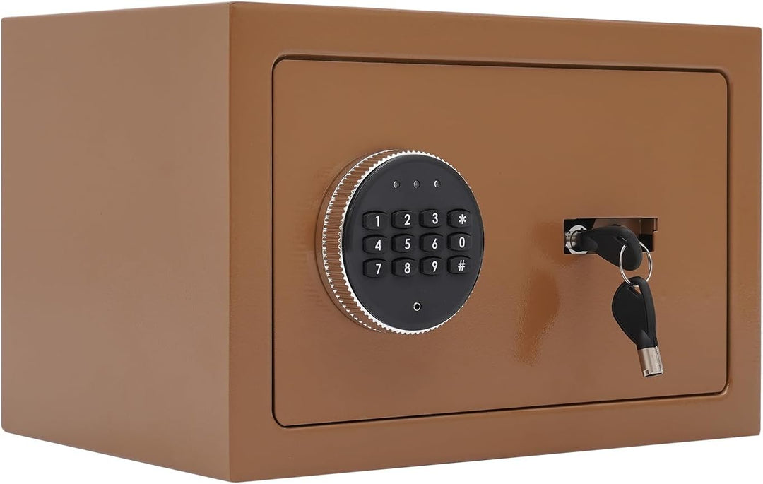 Tresor 31×20×20 cm, aus Stahl, innen mit Flanellstoff ausgekleidet, Safe Tresor mit Zahlenschloss &amp;