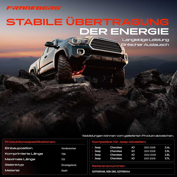 Kardanwelle Gelenkwelle 736mm Vorne für C-h-e-r-o-k-e-e KJ 2.4L 2.5L 2.8L 3.7L 2001/09-2008/01 52111