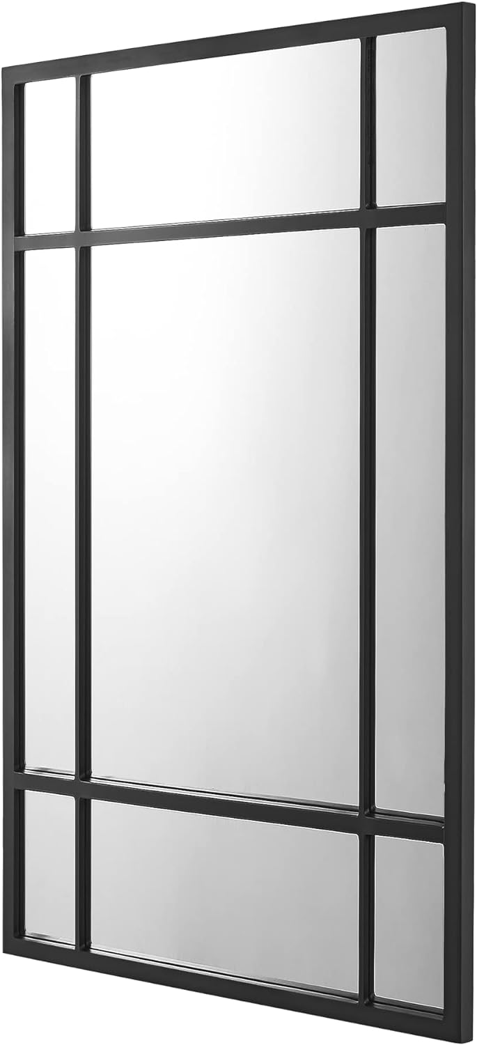 [en.casa] Wandspiegel Colobraro Fensterspiegel rechteckig 90 x 60 cm Spiegel schwarzer Rahmen vertik