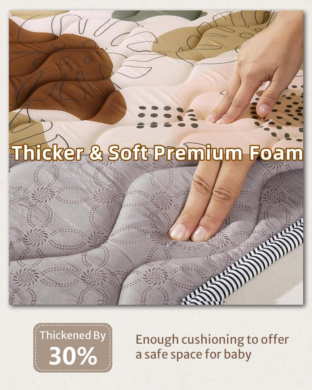 Krabbelmatte Baby Faltbar, Verdickte Krabbeldecke für Baby 127x127cm, Anti Rutsch Matte, Maschinenwa