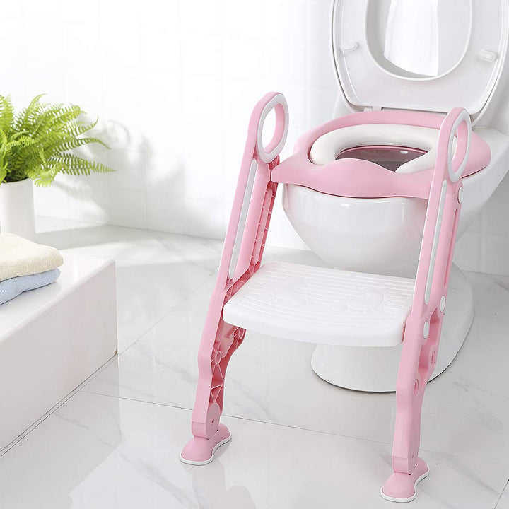 Toilettensitz Kinder mit Treppe, Kinder Toilettensitz Toilettentrainer, Weicher WC Sitz, Faltbar Kin