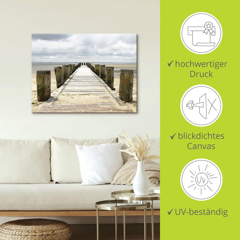 ARTland Leinwandbilder Wandbild Bild auf Leinwand 60x45 cm Landschaften Strand T9NK Steg Ins Watt 60