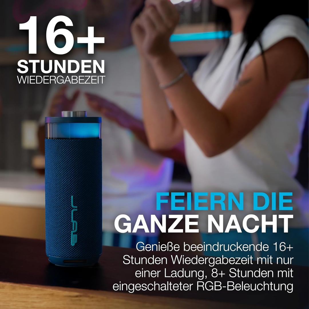 JLab Go Party Tragbarer Bluetooth Lautsprecher mit 16H+ Akkulaufzeit - 10W Drahtloser Outdoor Reise-
