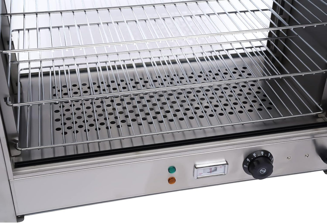 800W 220V Wärmeschrank Speisenwärmer, 4 Etagen Heisse Theke Warmhaltevitrine Aufsatzvitrine, Edelsta