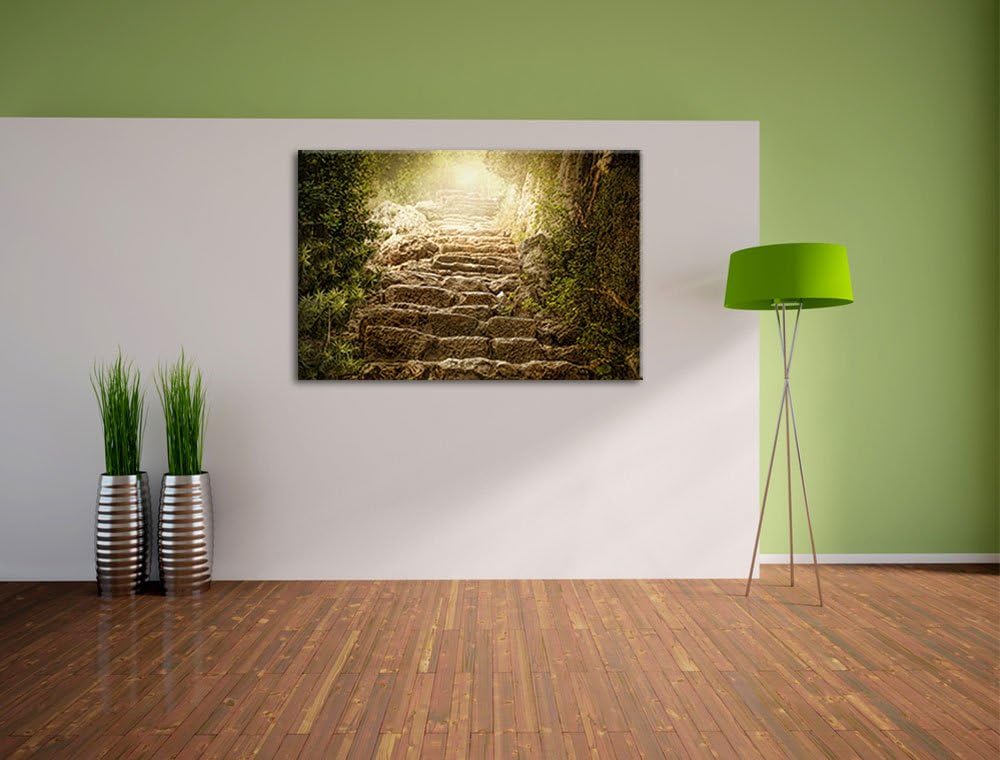 Schöne alte Steintreppe Format: 100x70 auf Leinwand, XXL riesige Bilder fertig gerahmt mit Keilrahme